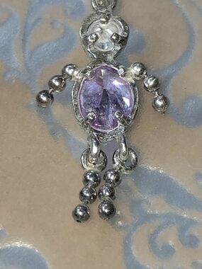 Sterling Silver Boy Pendant Charm with CZ & Amythest Gemstone